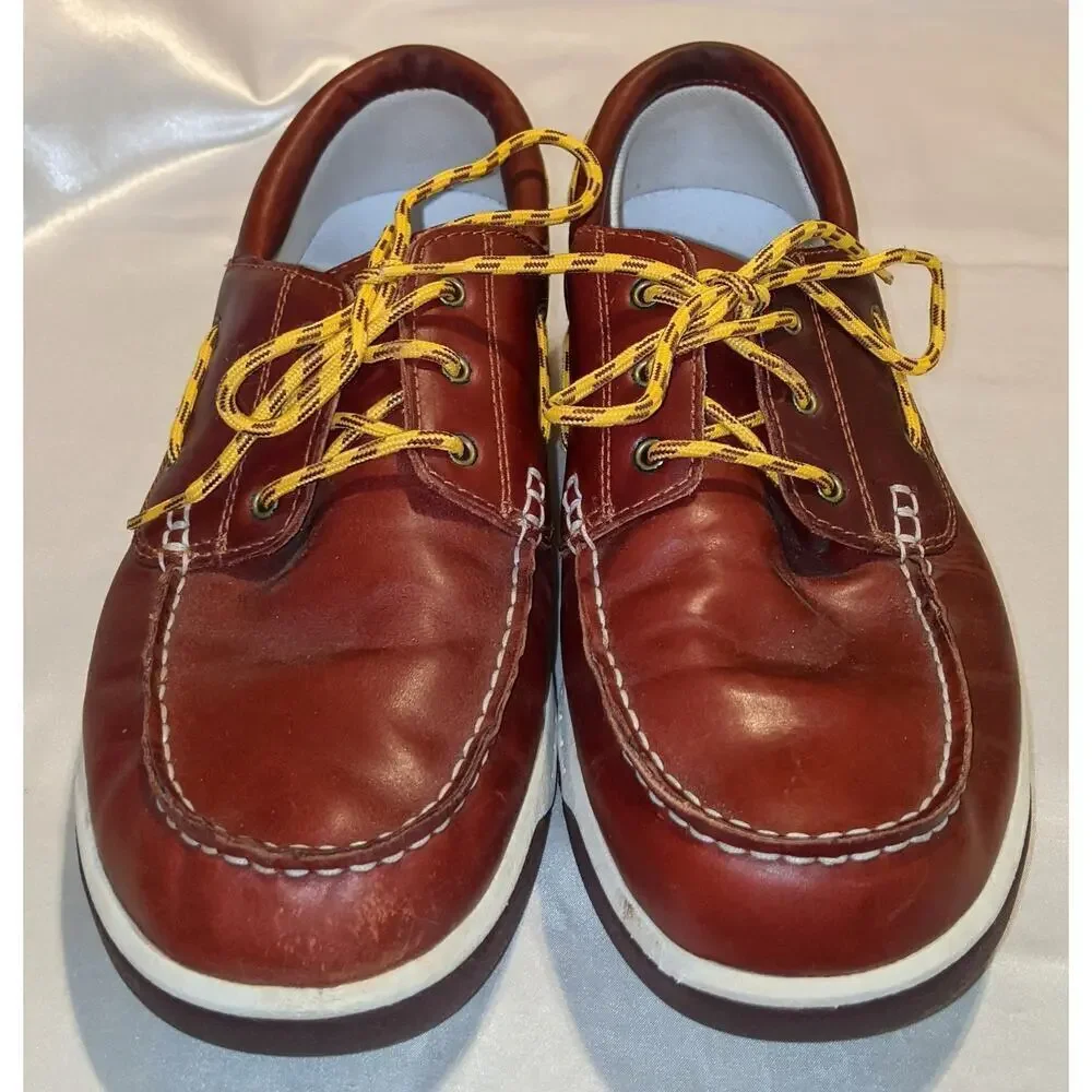 Timberland Mens Brown Casual Classic Leather Lace Up Boat Deck Shoes Size 11.5